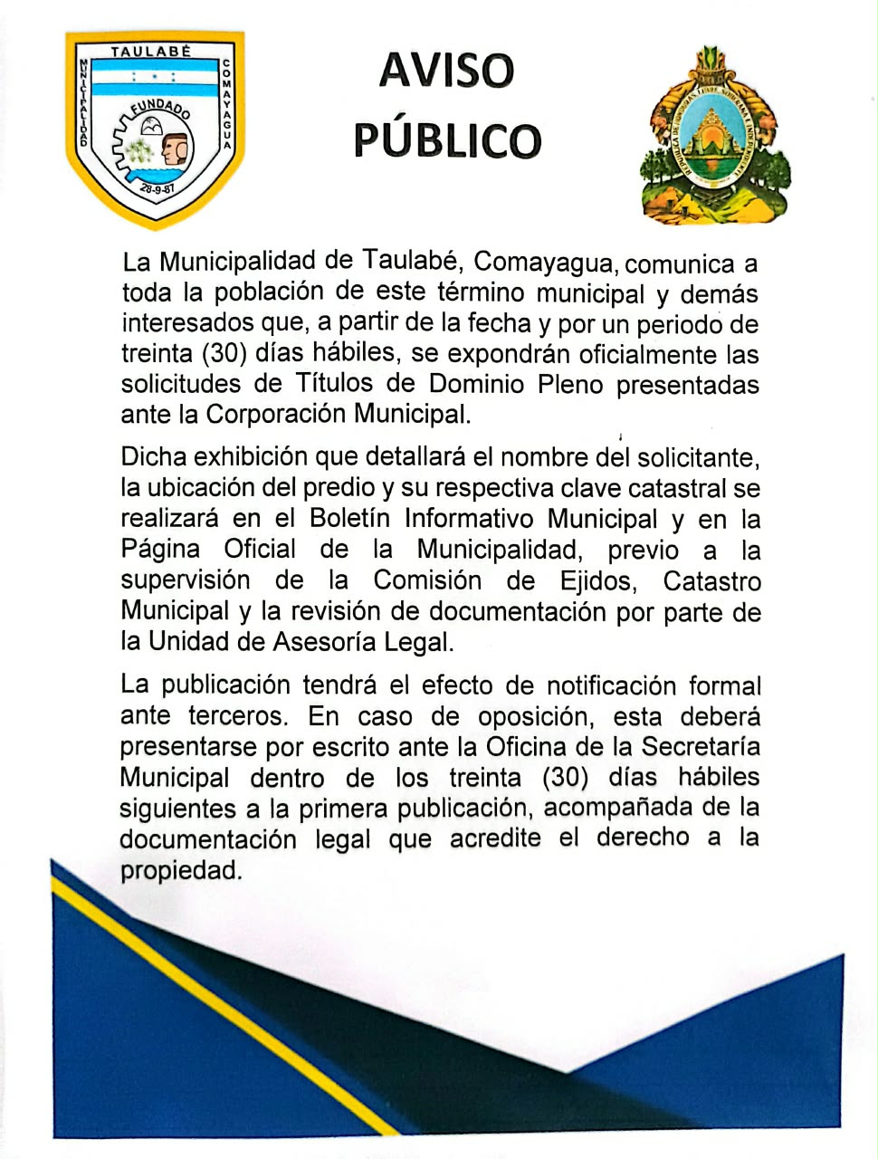 AVISO PÚBLICO, 