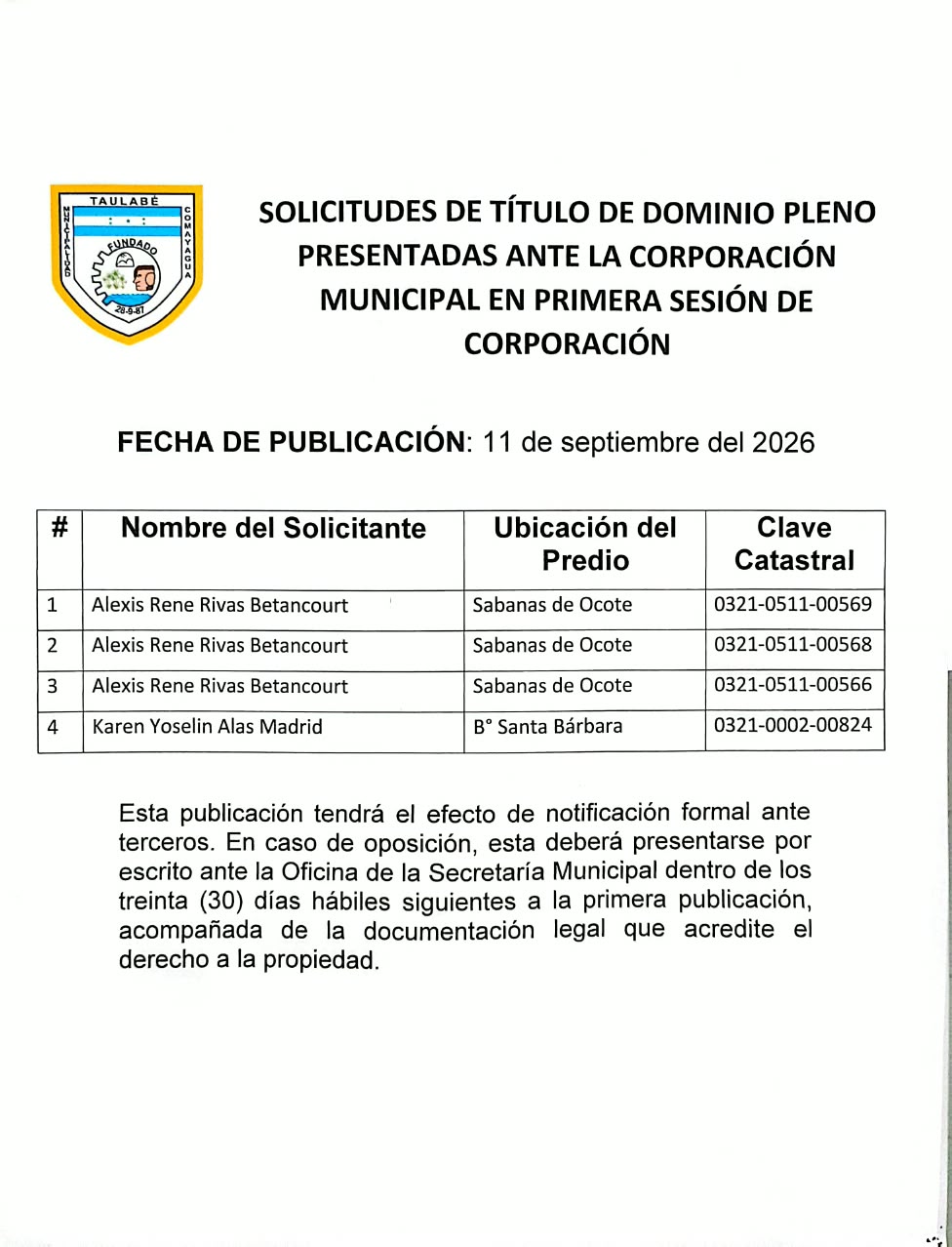 SOLICITUDES DE TÍTULO DE DOMINIO PLENO, 