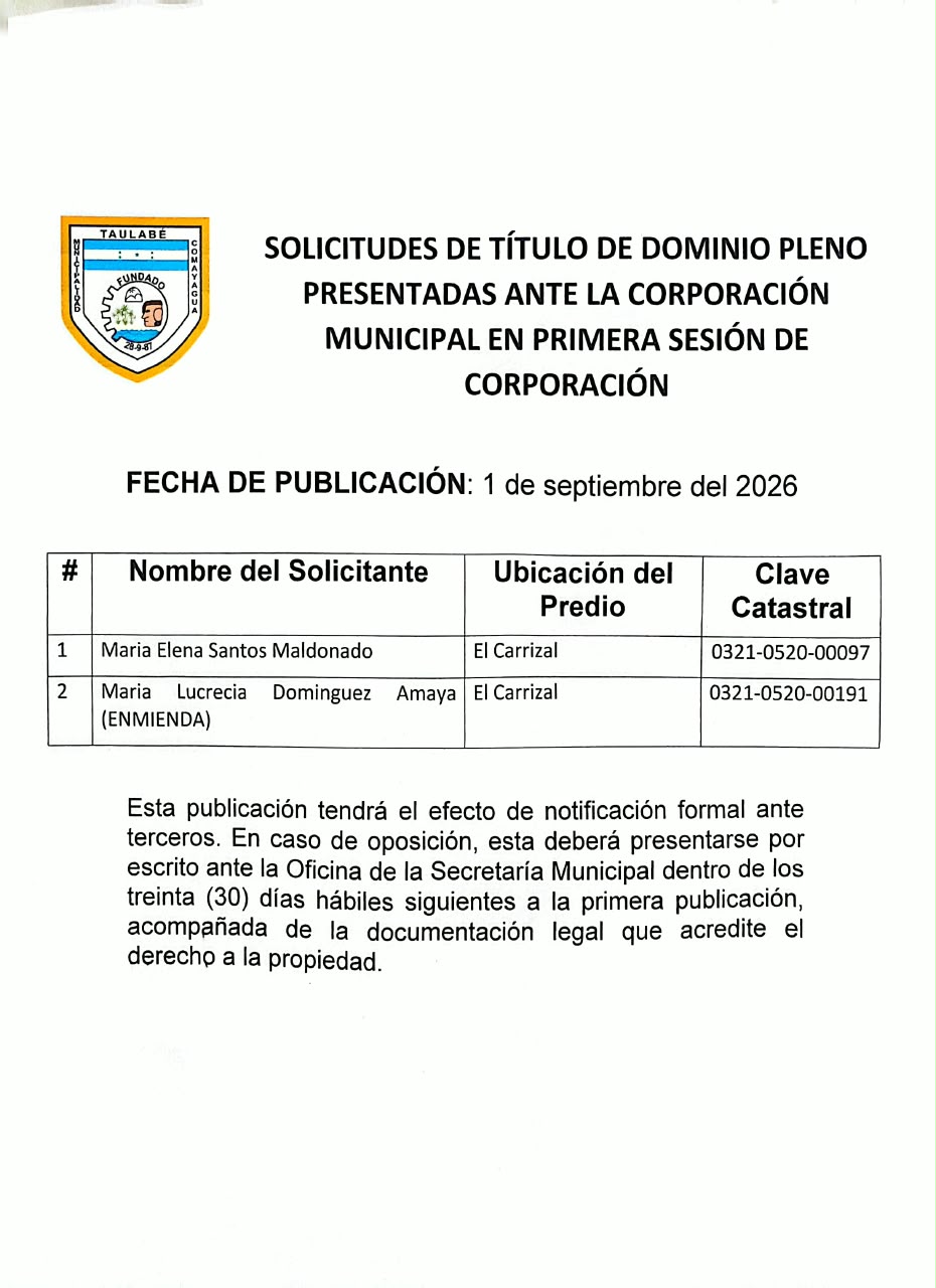 SOLICITUDES DE TÍTULO DE DOMINIO PLENO, 